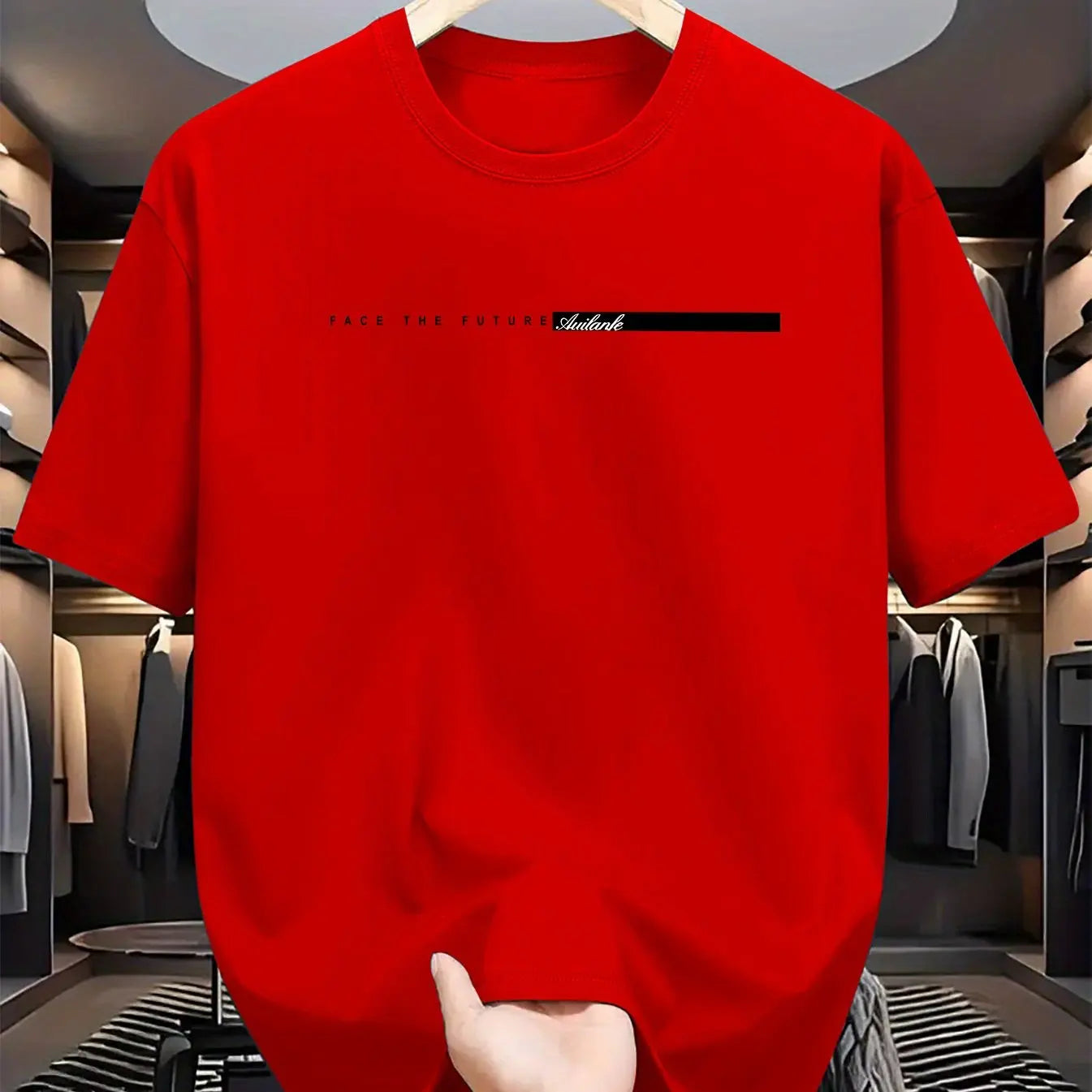 Men’s 100% Cotton Loose Fit Letter Print T-Shirt