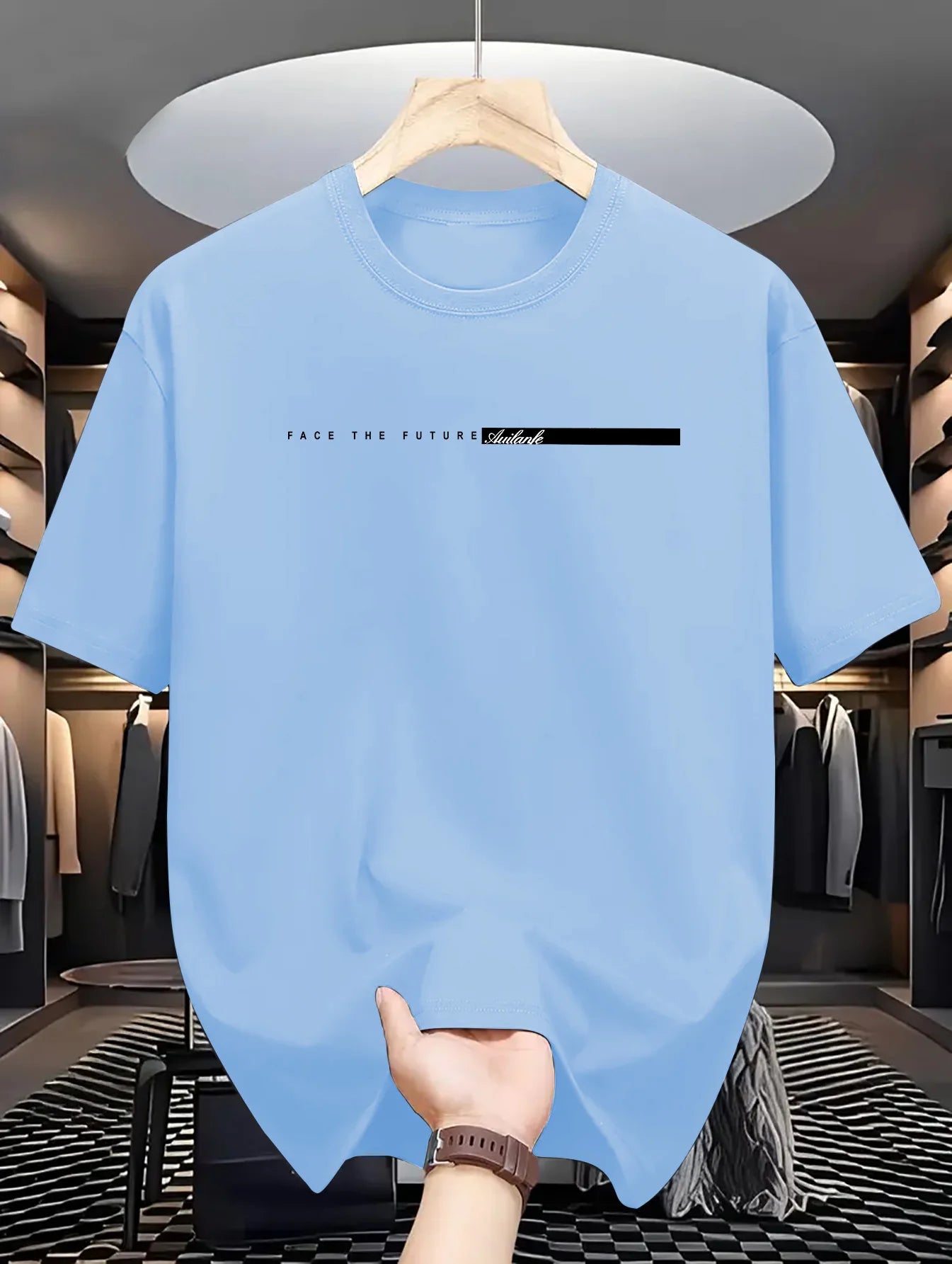 Men’s 100% Cotton Loose Fit Letter Print T-Shirt