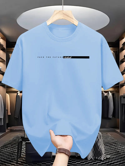 Men’s 100% Cotton Loose Fit Letter Print T-Shirt