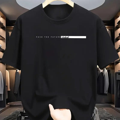 Men’s 100% Cotton Loose Fit Letter Print T-Shirt