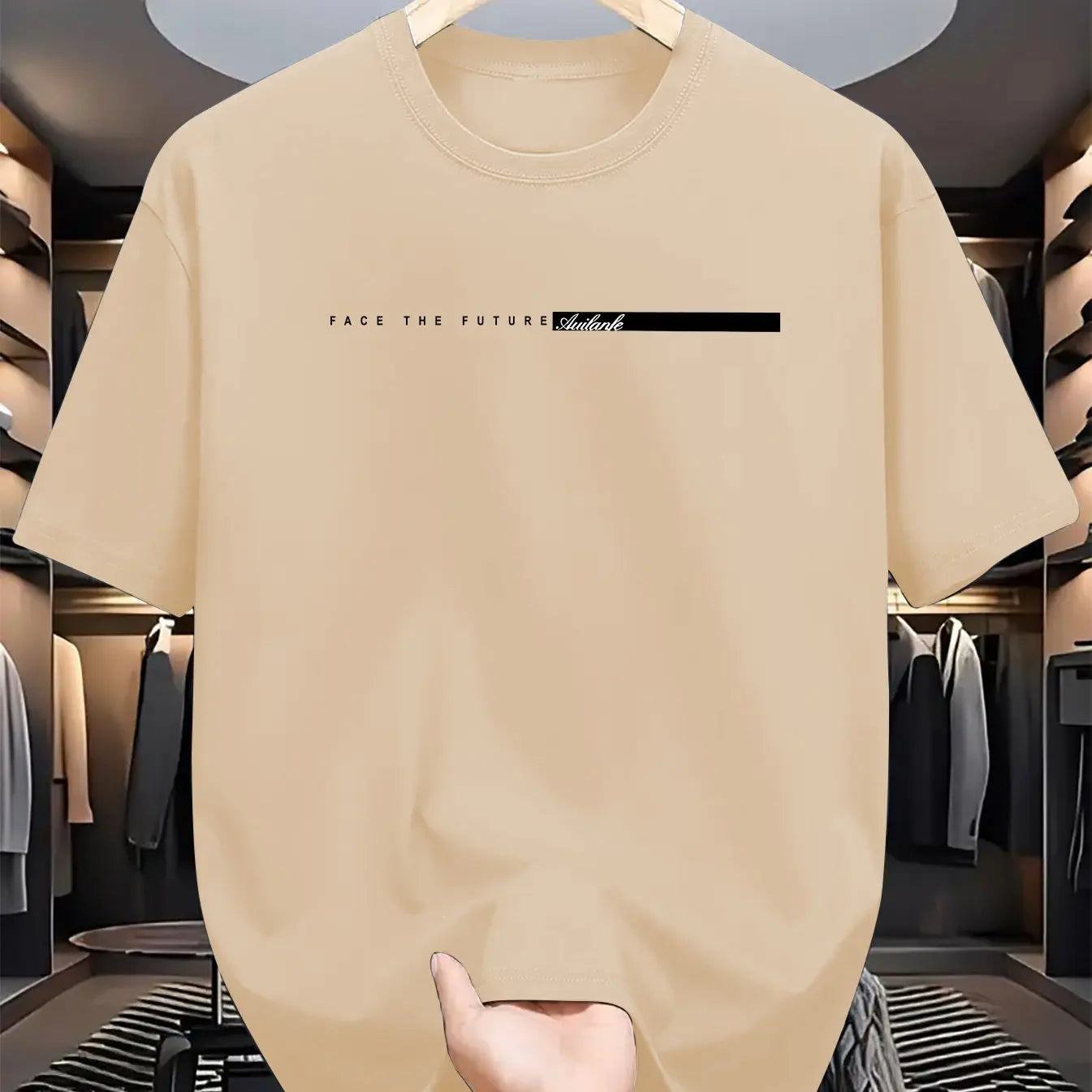 Men’s 100% Cotton Loose Fit Letter Print T-Shirt