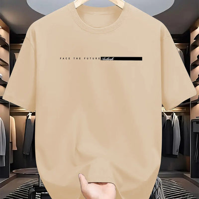 Men’s 100% Cotton Loose Fit Letter Print T-Shirt