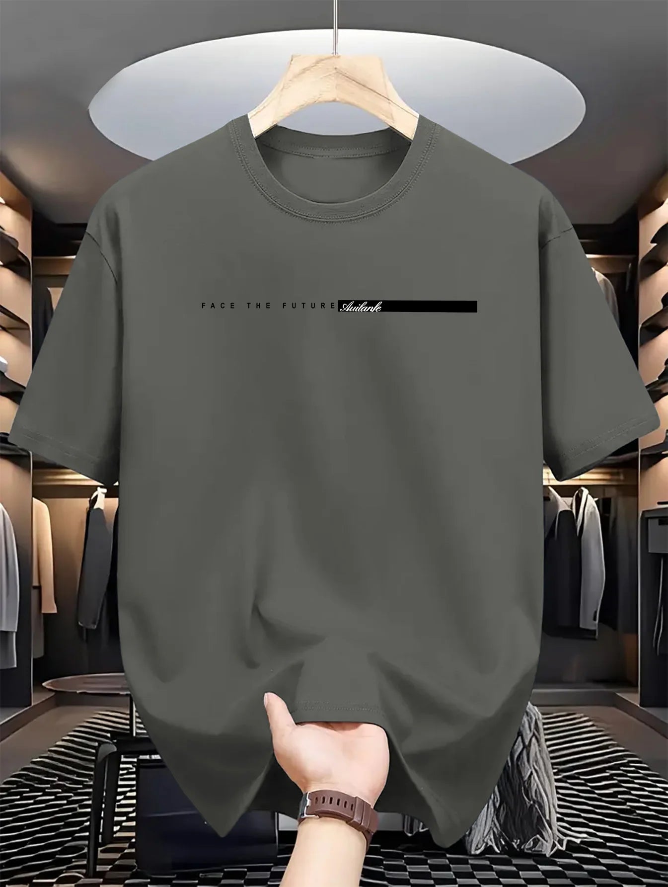Men’s 100% Cotton Loose Fit Letter Print T-Shirt