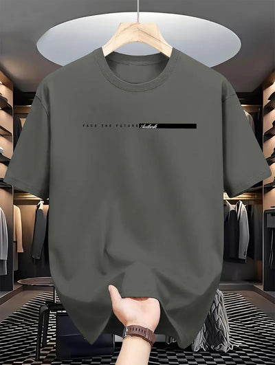 Men’s 100% Cotton Loose Fit Letter Print T-Shirt