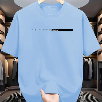 Men’s 100% Cotton Loose Fit Letter Print T-Shirt