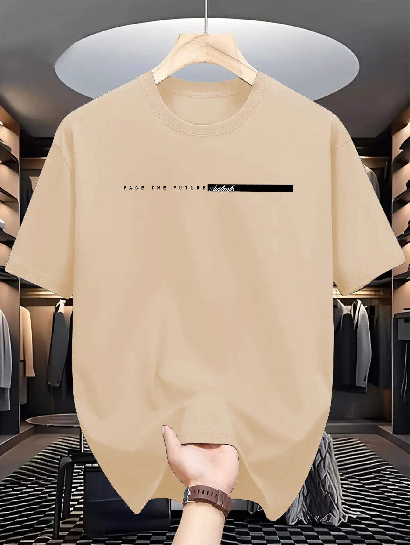 Men’s 100% Cotton Loose Fit Letter Print T-Shirt