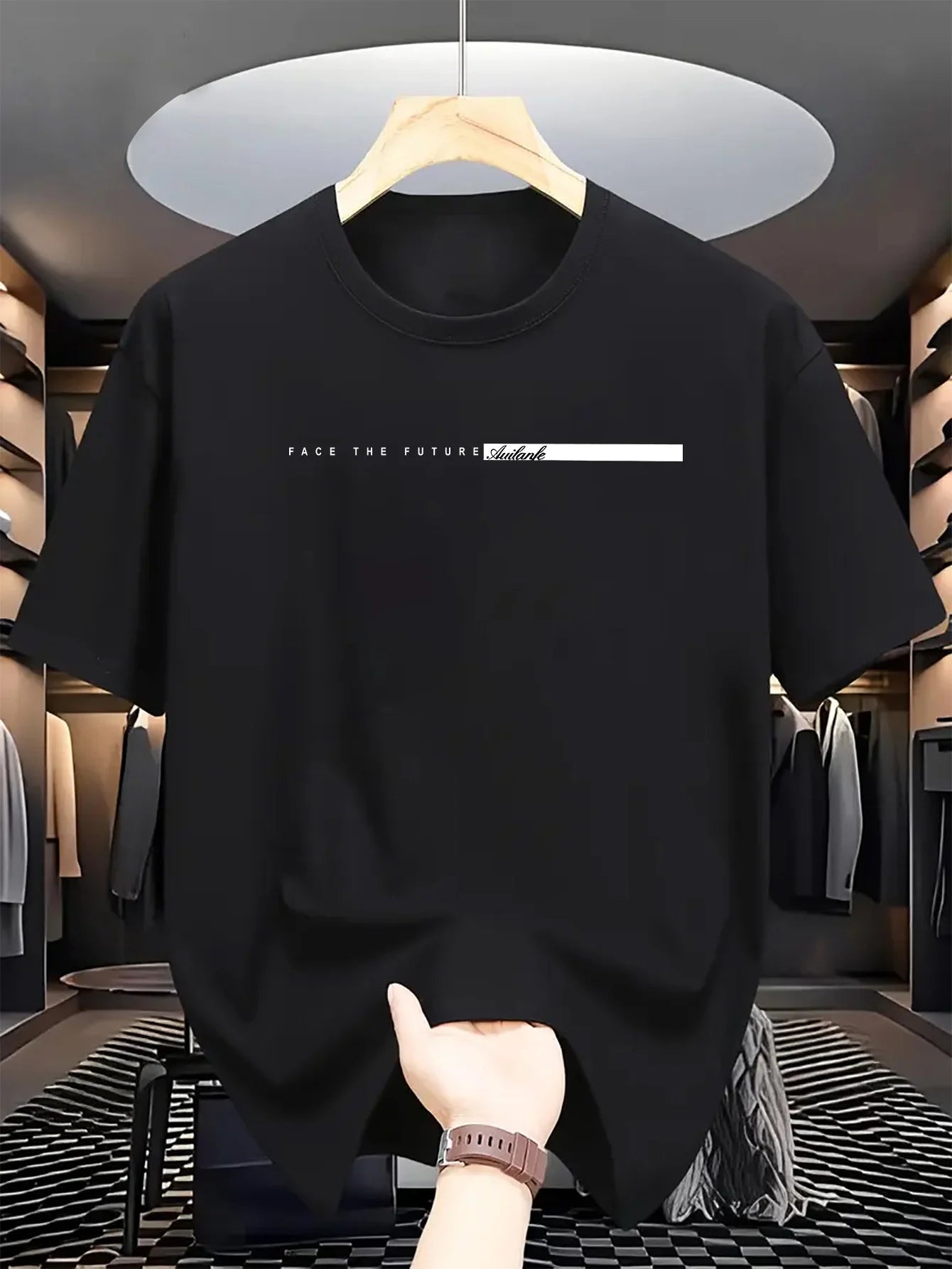 Men’s 100% Cotton Loose Fit Letter Print T-Shirt