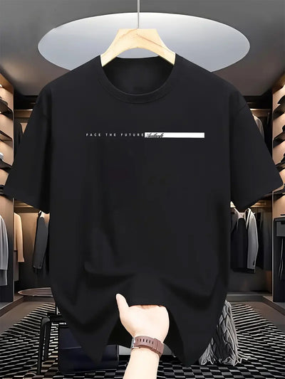 Men’s 100% Cotton Loose Fit Letter Print T-Shirt
