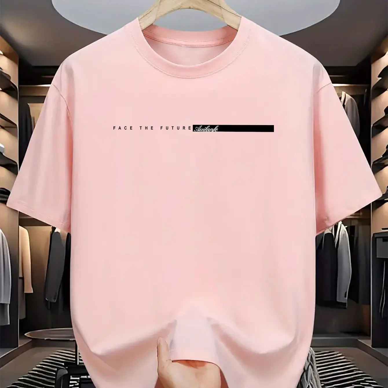 Men’s 100% Cotton Loose Fit Letter Print T-Shirt