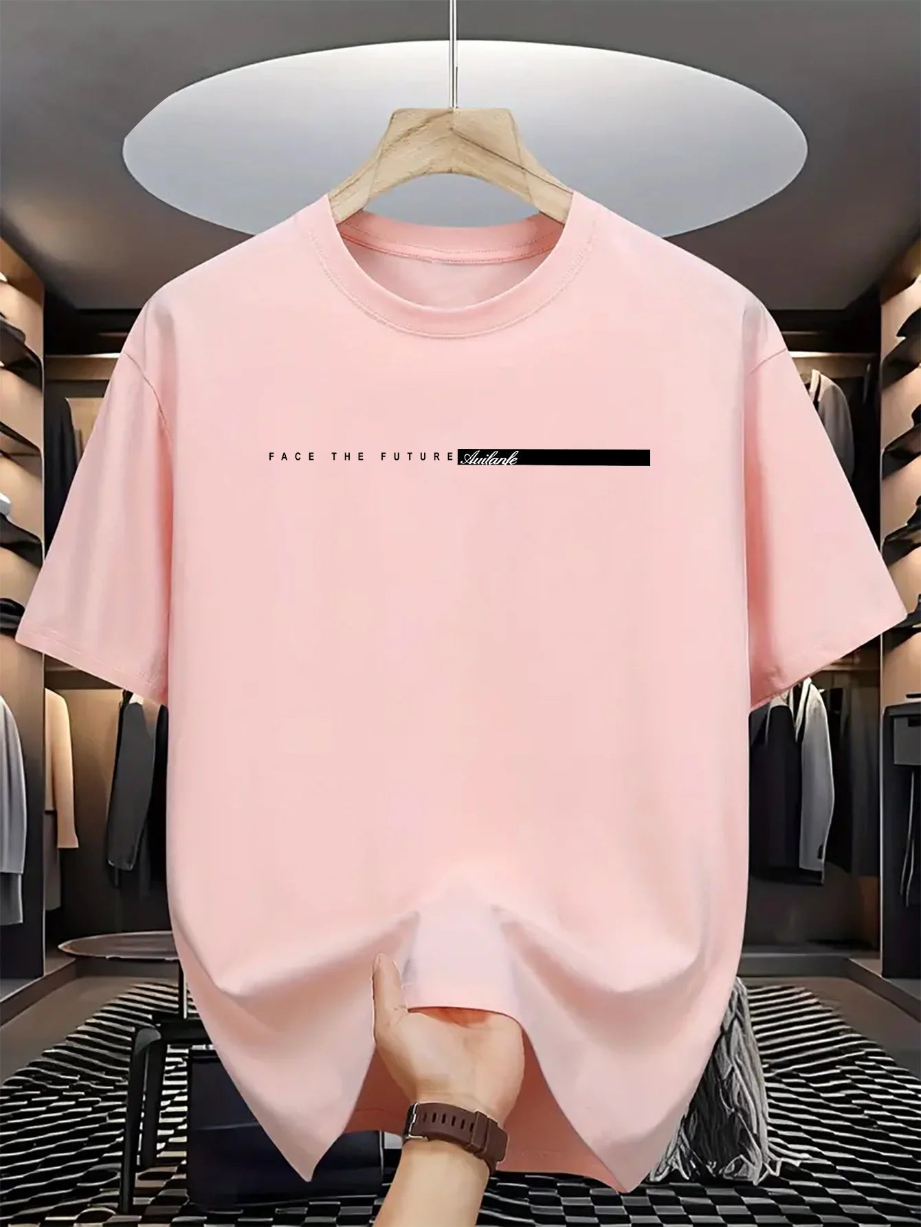 Men’s 100% Cotton Loose Fit Letter Print T-Shirt