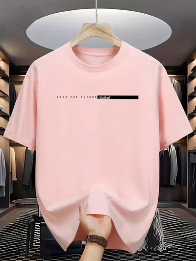 Men’s 100% Cotton Loose Fit Letter Print T-Shirt