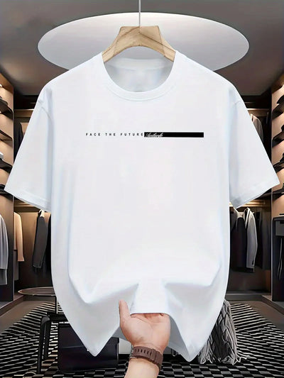 Men’s 100% Cotton Loose Fit Letter Print T-Shirt