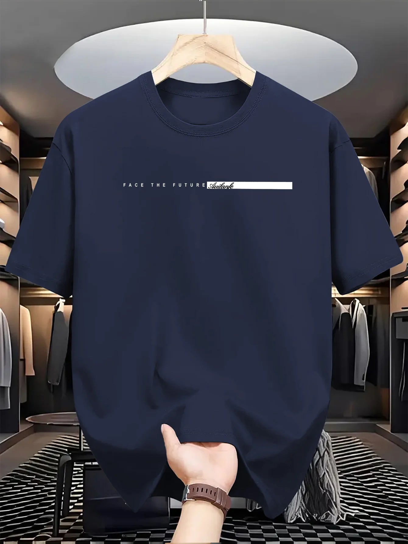 Men’s 100% Cotton Loose Fit Letter Print T-Shirt