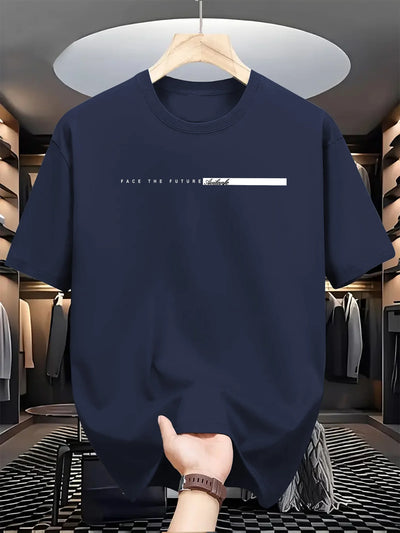 Men’s 100% Cotton Loose Fit Letter Print T-Shirt