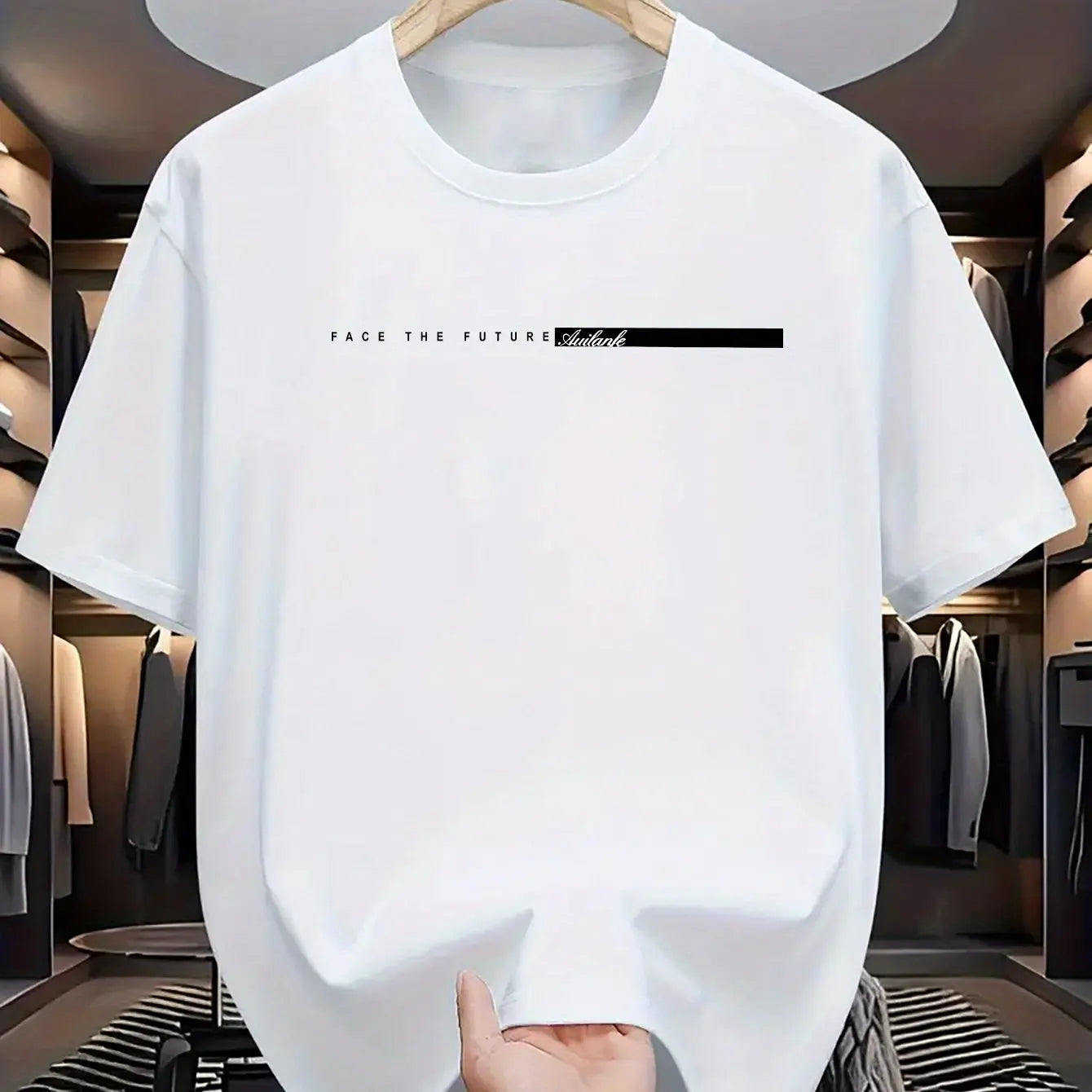 Men’s 100% Cotton Loose Fit Letter Print T-Shirt