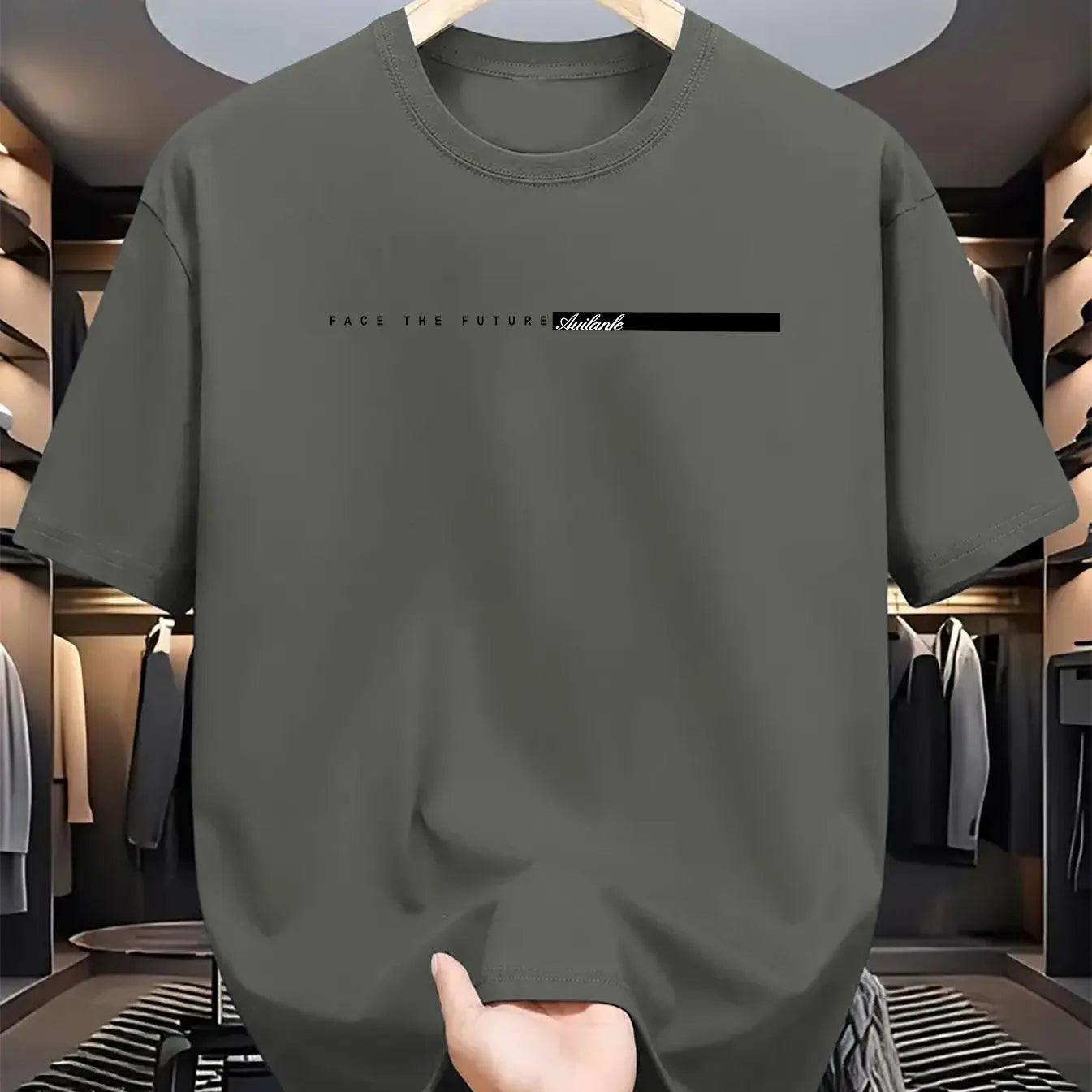 Men’s 100% Cotton Loose Fit Letter Print T-Shirt