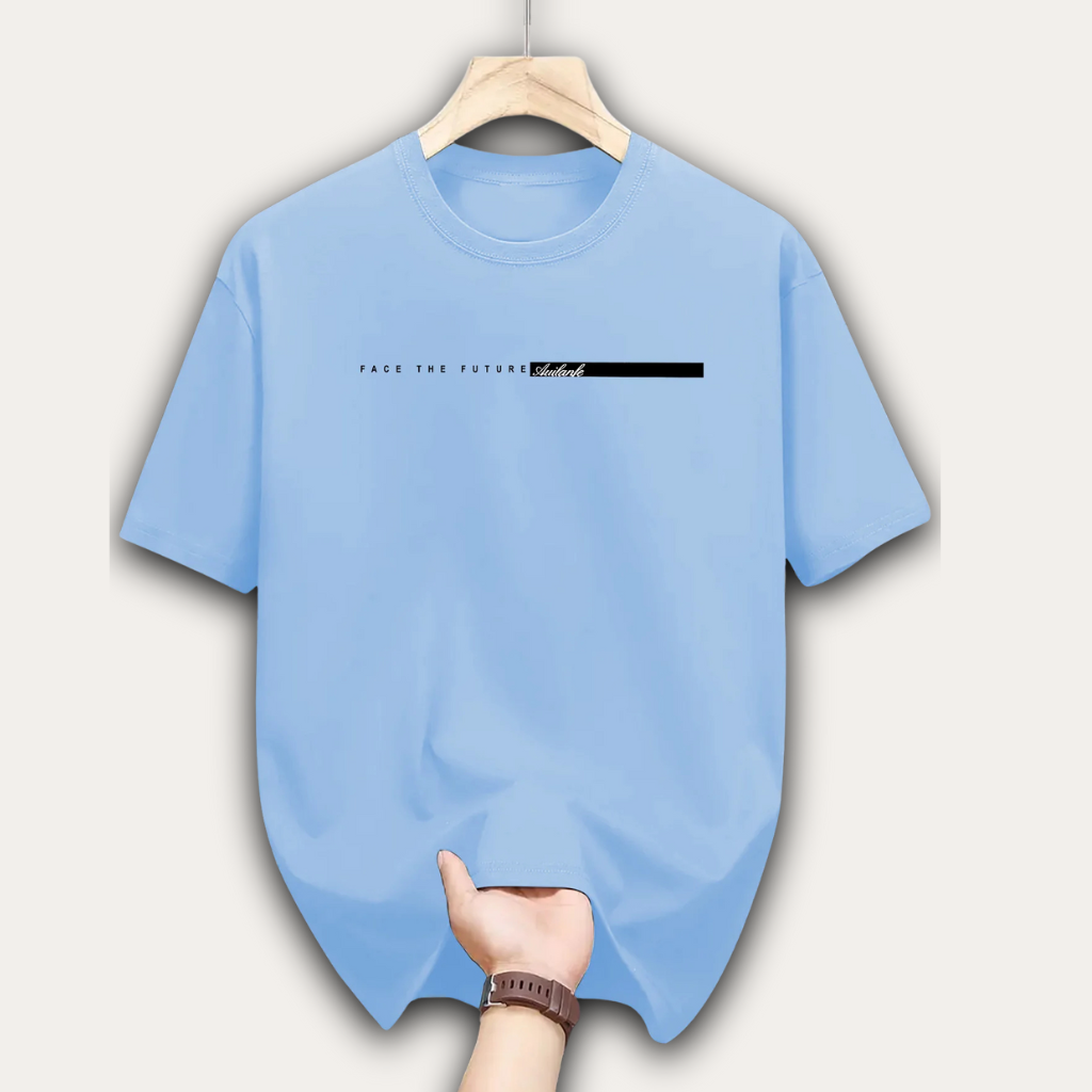 Men’s 100% Cotton Loose Fit Letter Print T-Shirt